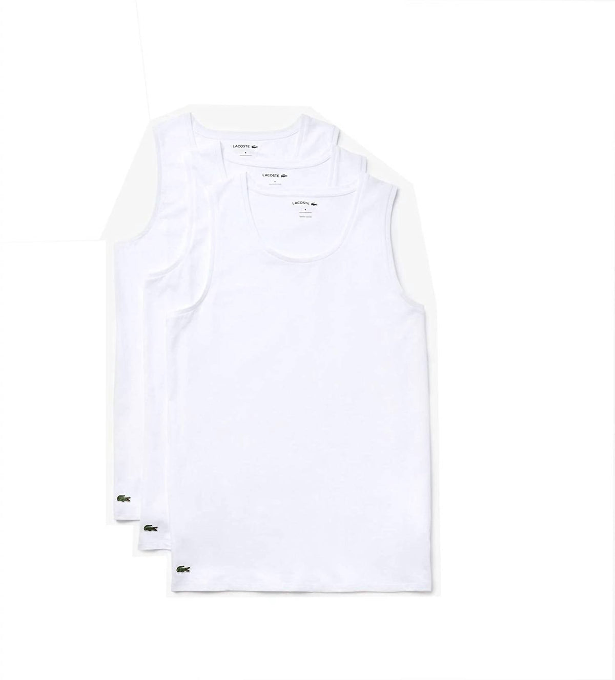 Camiseta sin mangas de hombre (3 unidades) de algodón de corte ajustado color blanco