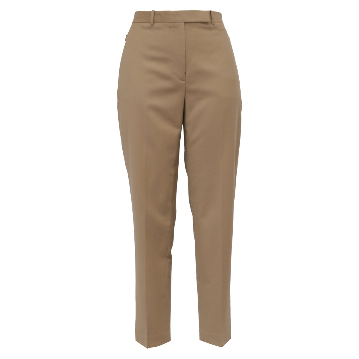 Pantalón de lana de tiro alto color beige
