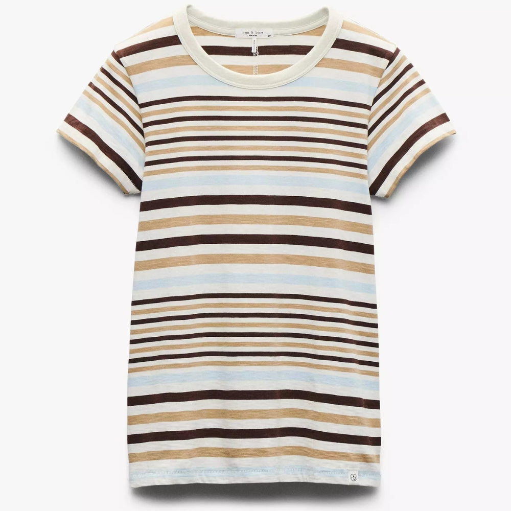 Camiseta de mujer a rayas color marfil