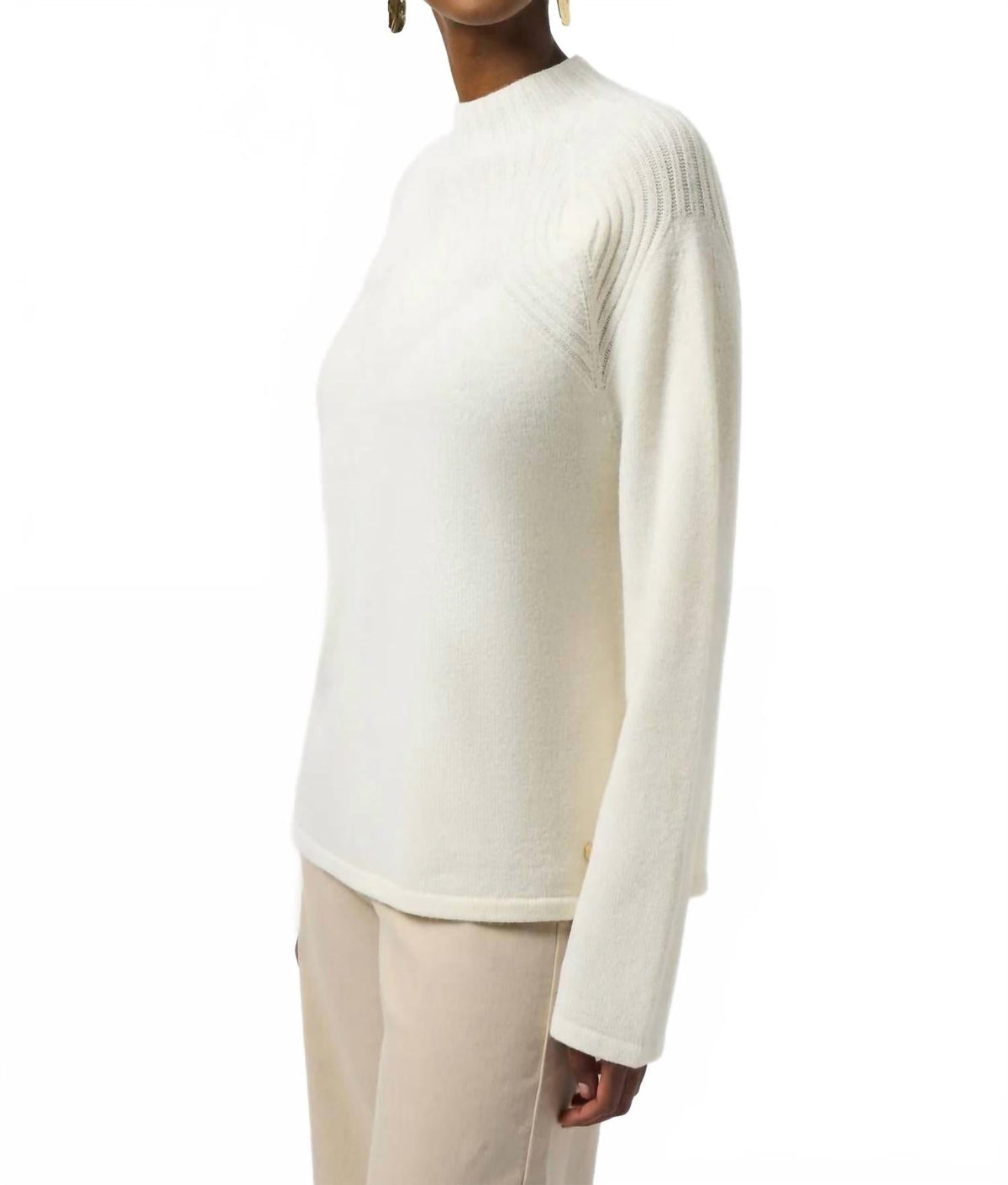 Suéter de mezcla de lana con cuello alto color blanco