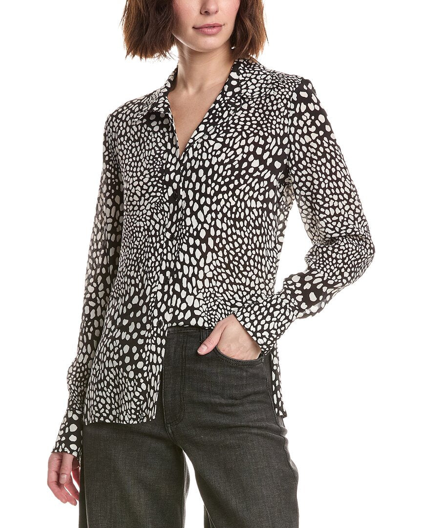 Blusa de mezcla de seda con estampado