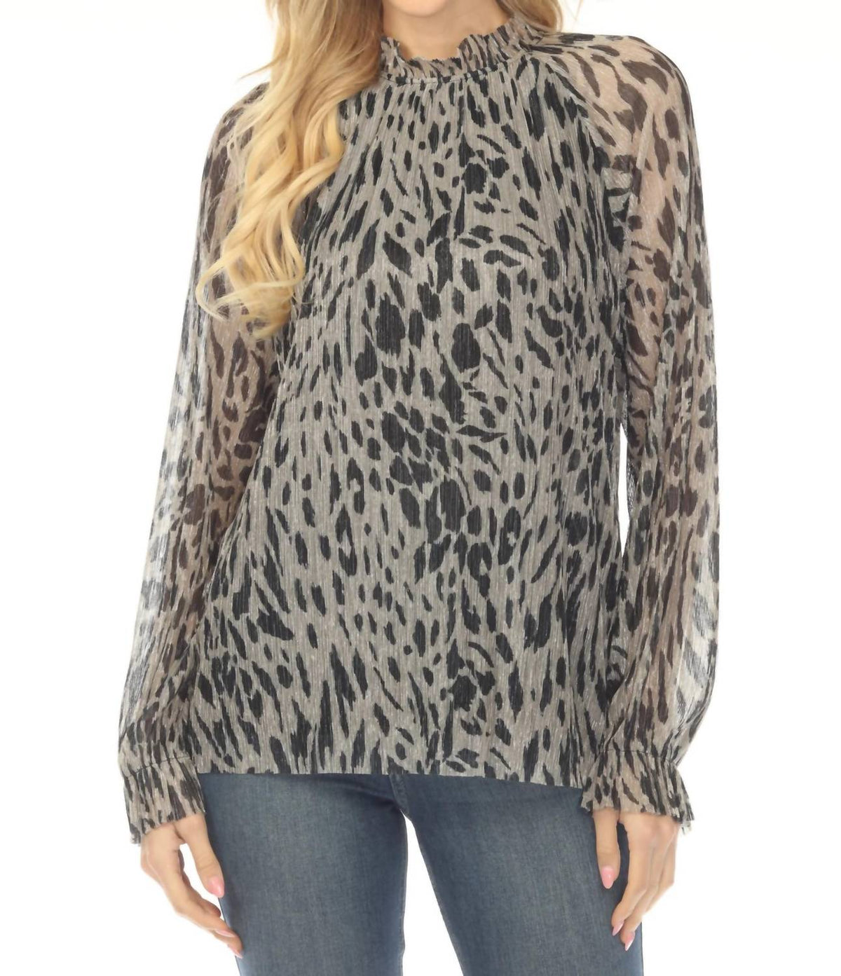 Blusa con estampado animal con pliegues
