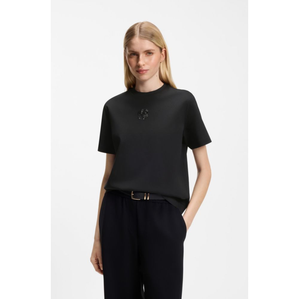 Camiseta de algodón con bordado con lentejuelas