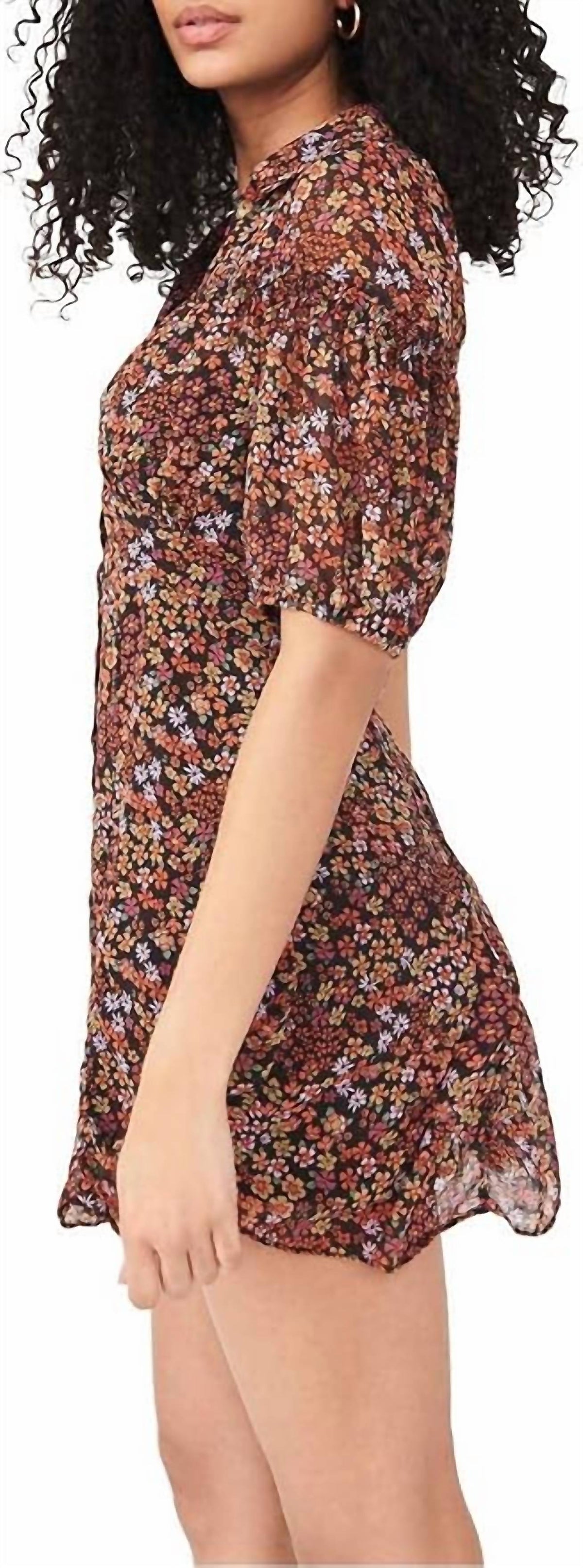Vestido de gasa corto con estampado floral