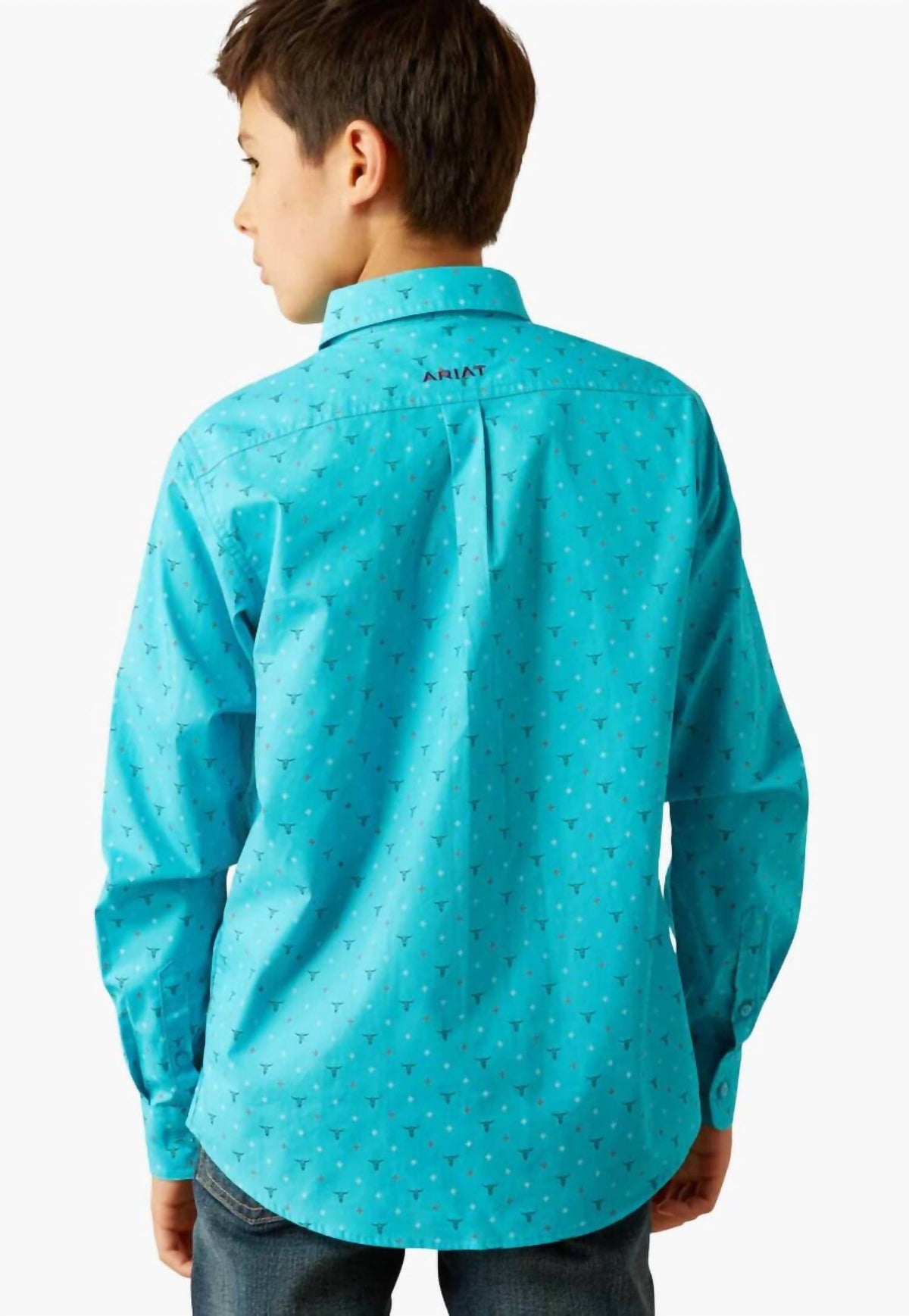 Camisa para niño de manga larga color turquesa