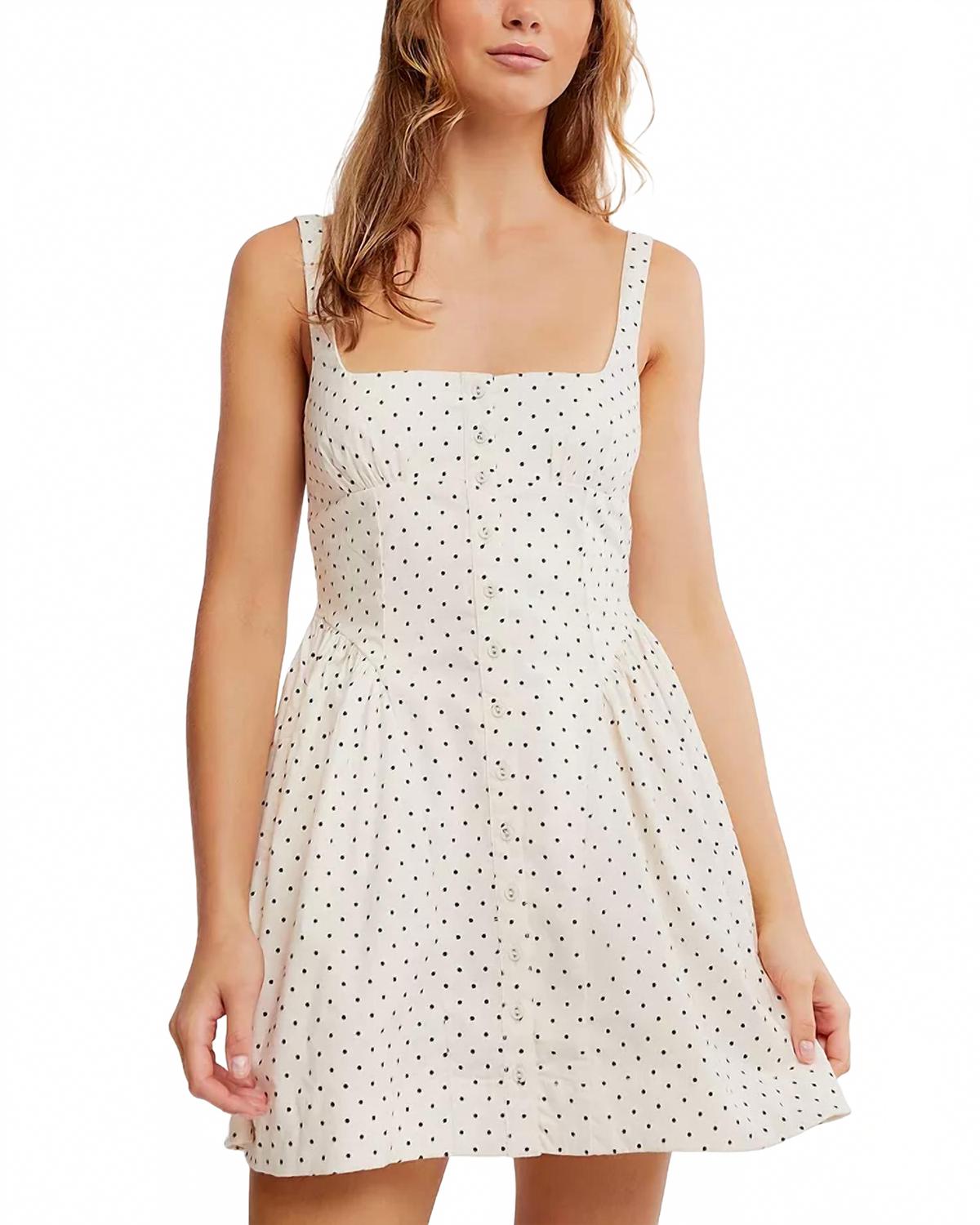 Vestido corto con estampado color marfil
