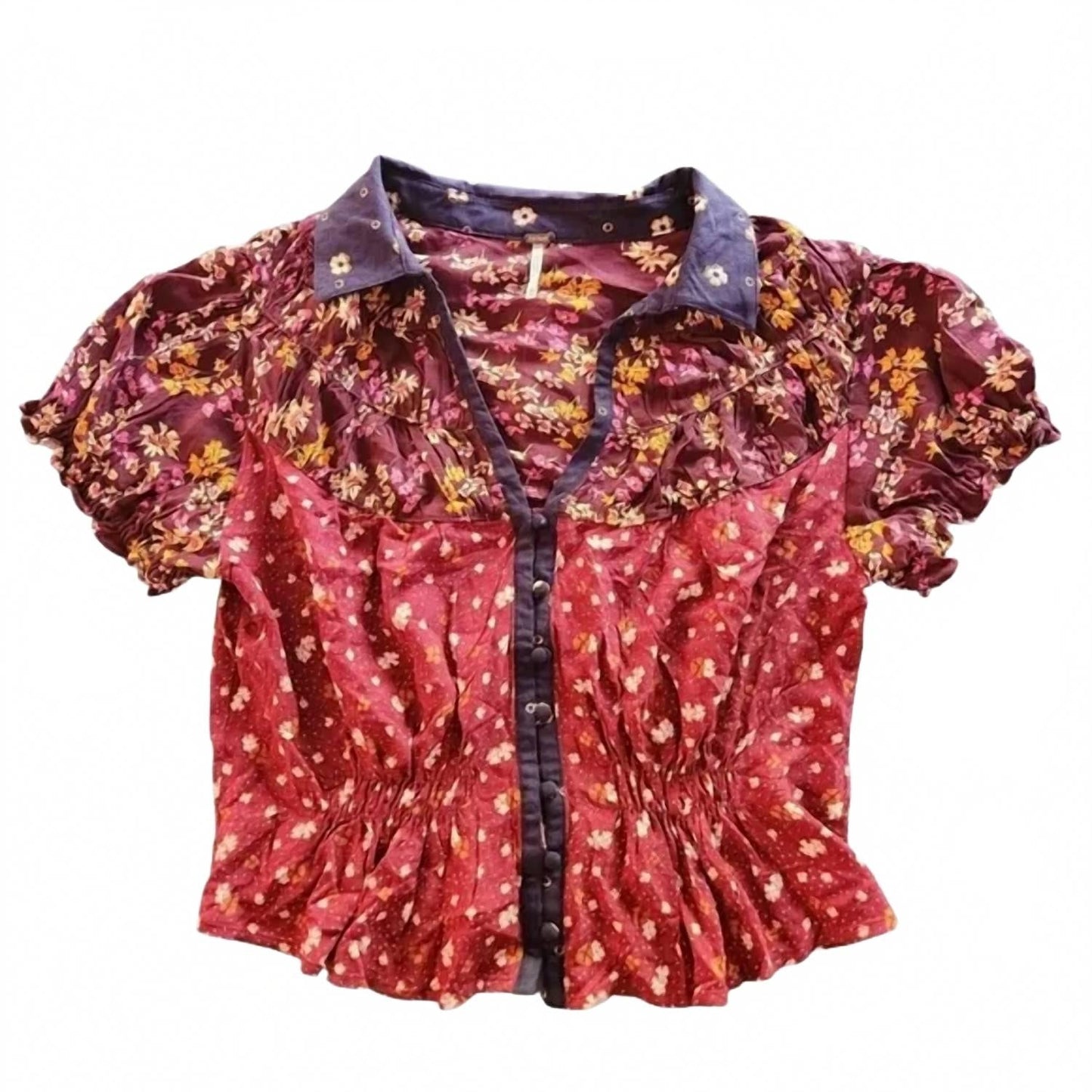 Blusa con estampado floral color rojo