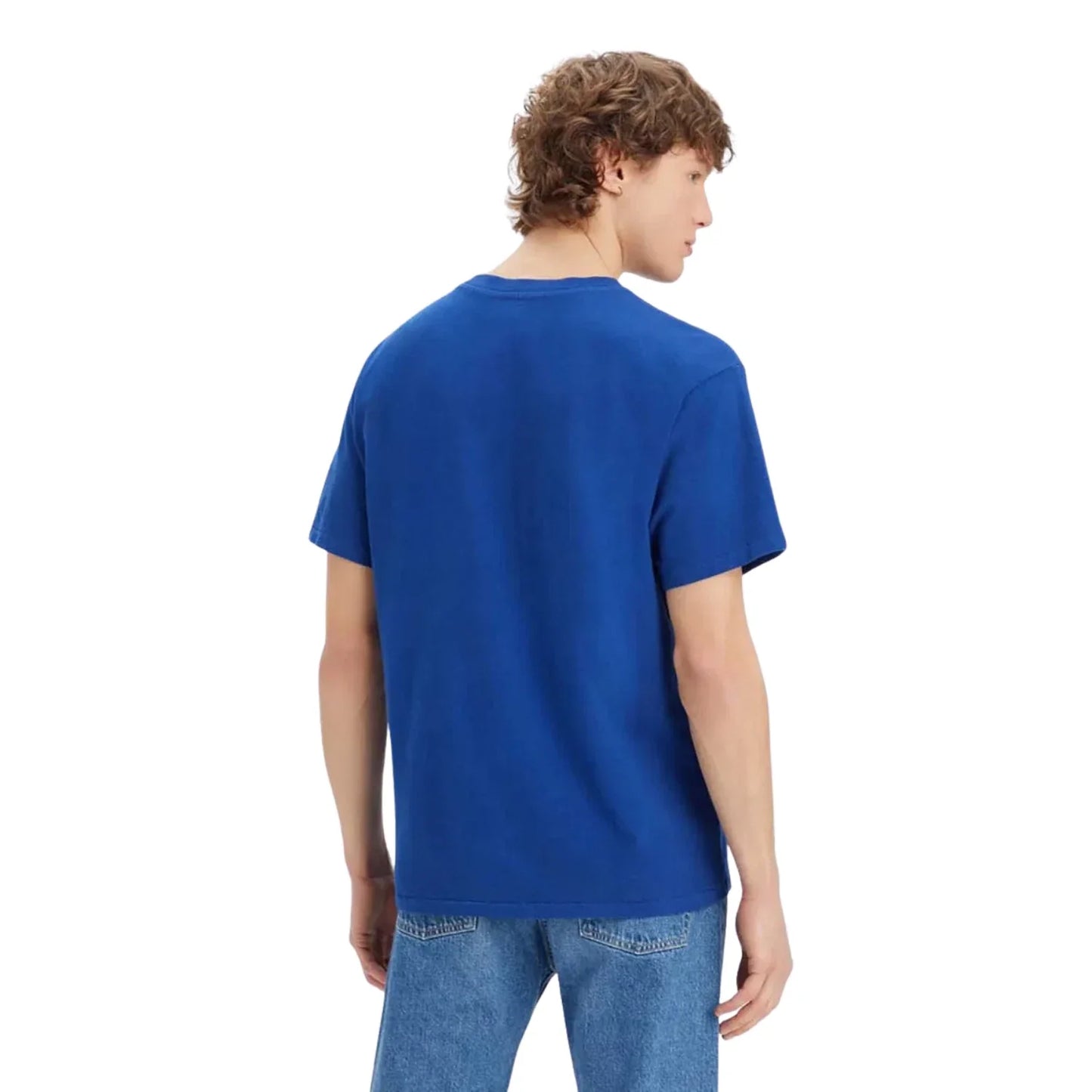 Camiseta de hombre de algodón de manga corta color azul y rojo