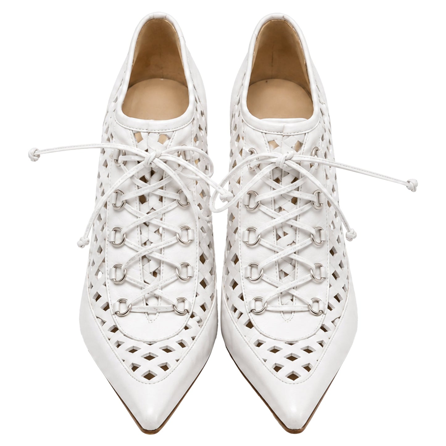 Zapatos destalonados de cuero con cordones color blanco