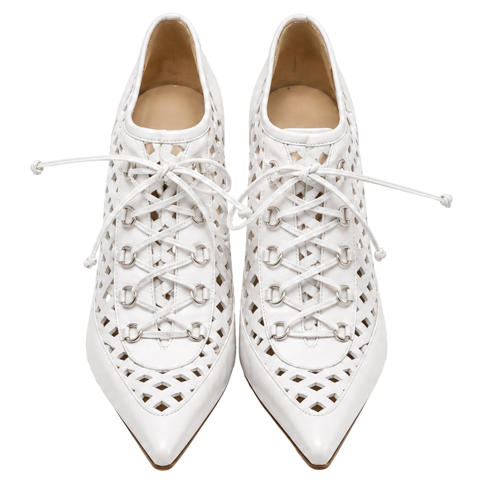 Zapatos destalonados de cuero con cordones color blanco