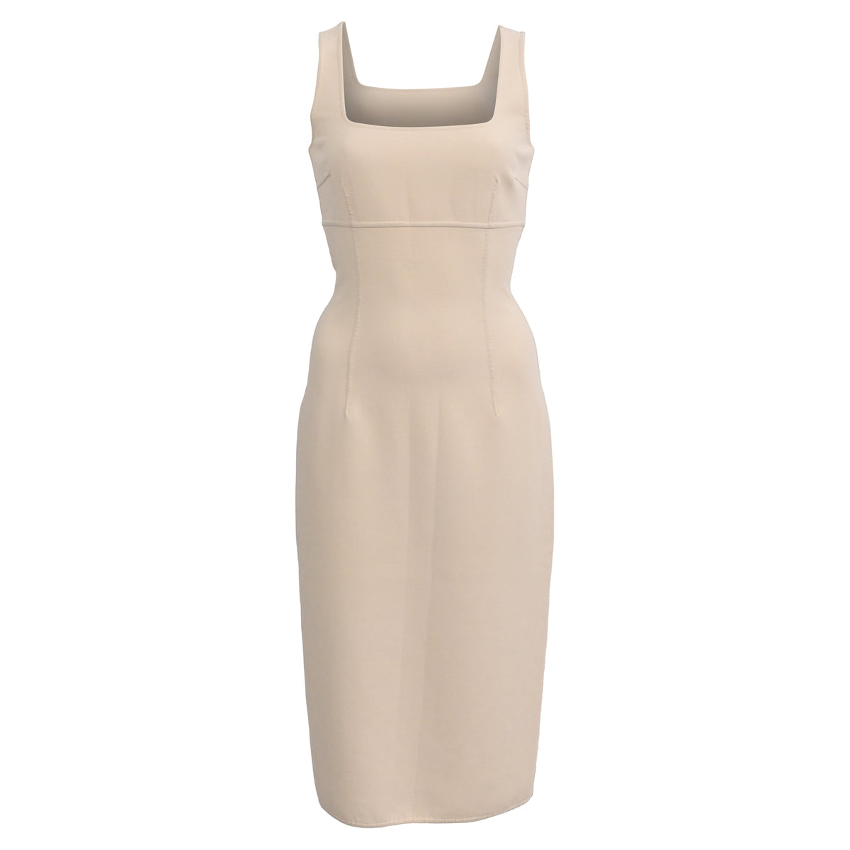Vestido de lana midi con escote cuadrado