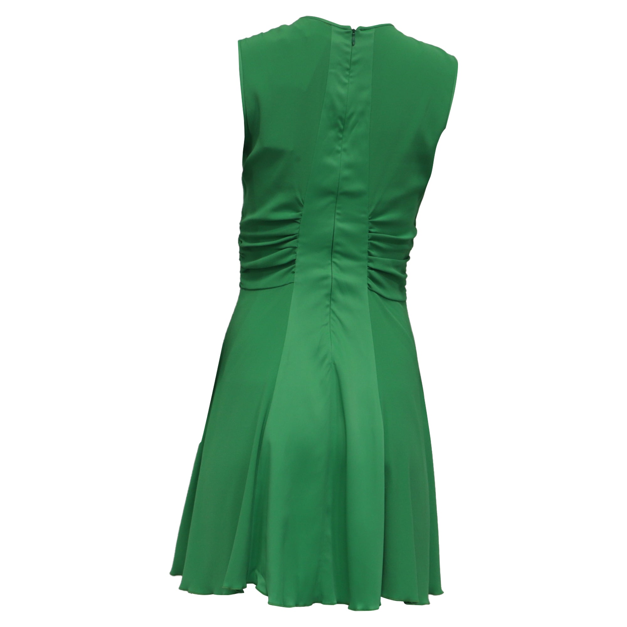 Sandro Risla Vestido Midi Verde Acampanado en Viscosa Verde