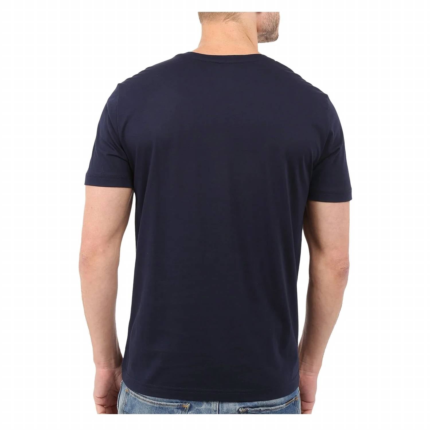 Camiseta de hombre de manga corta con cuello en V color azul marino