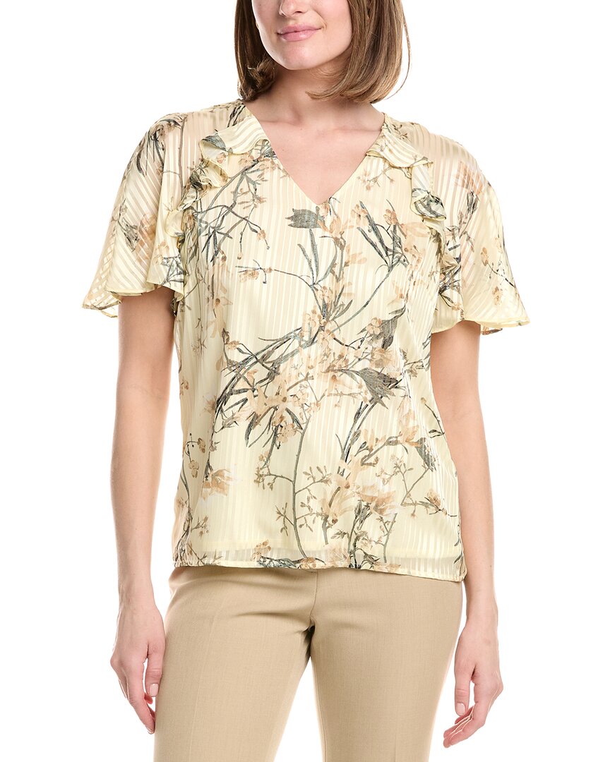 Blusa de gasa con cuello en V con estampado con boleros