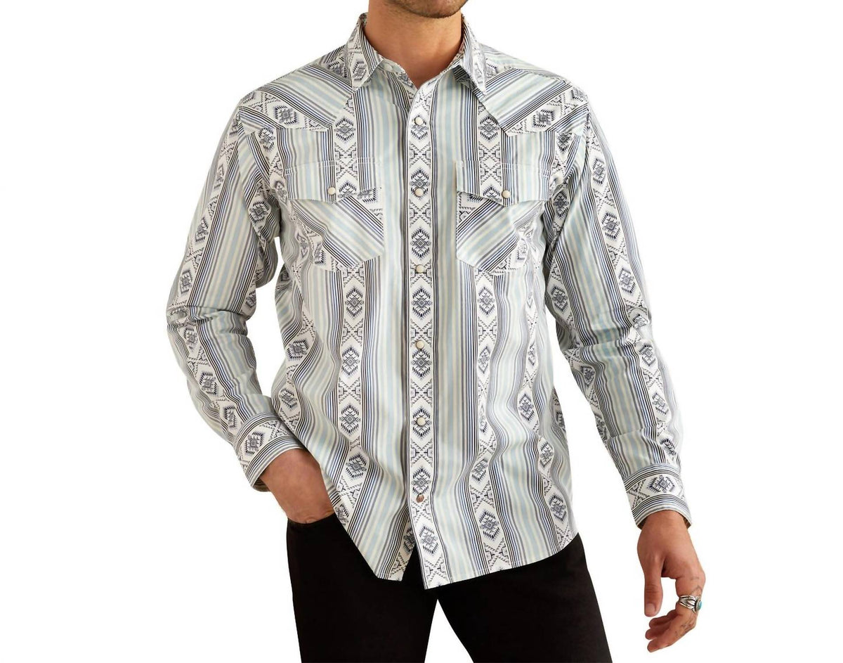 Camisa de hombre de manga larga color azul