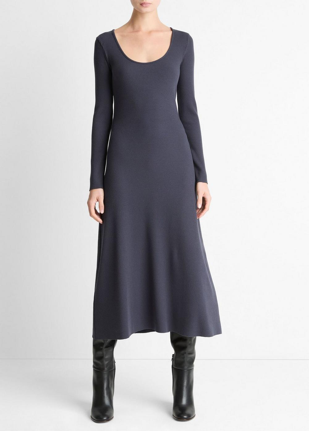 Vestido de mezcla de algodón con tejido acanalado