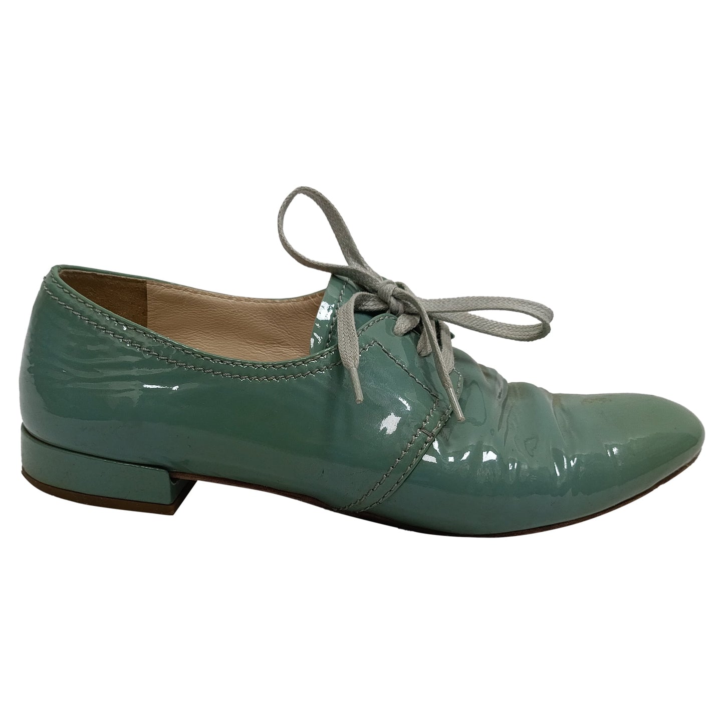 Zapatos de cordones de cuero color verde