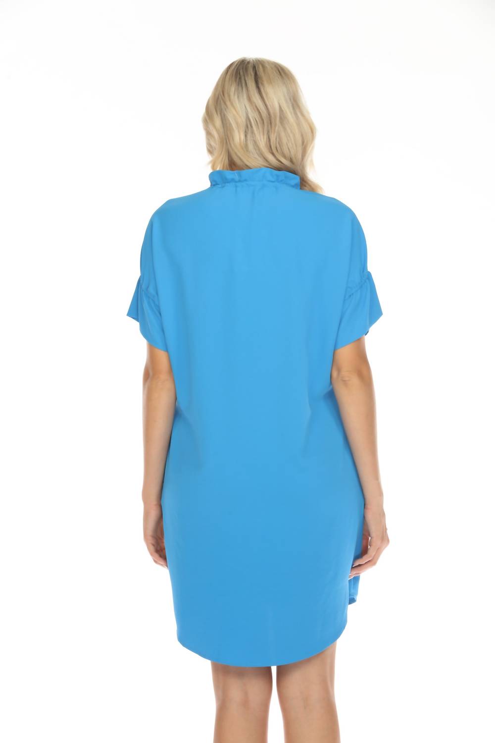 Vestido con cuello en V color azul