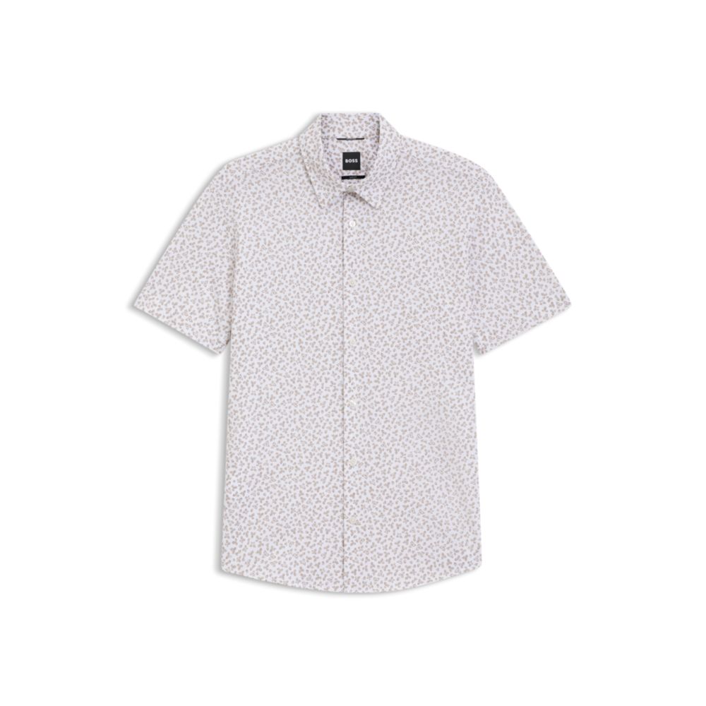 Camisa de mezcla de algodón de corte ajustado con estampado