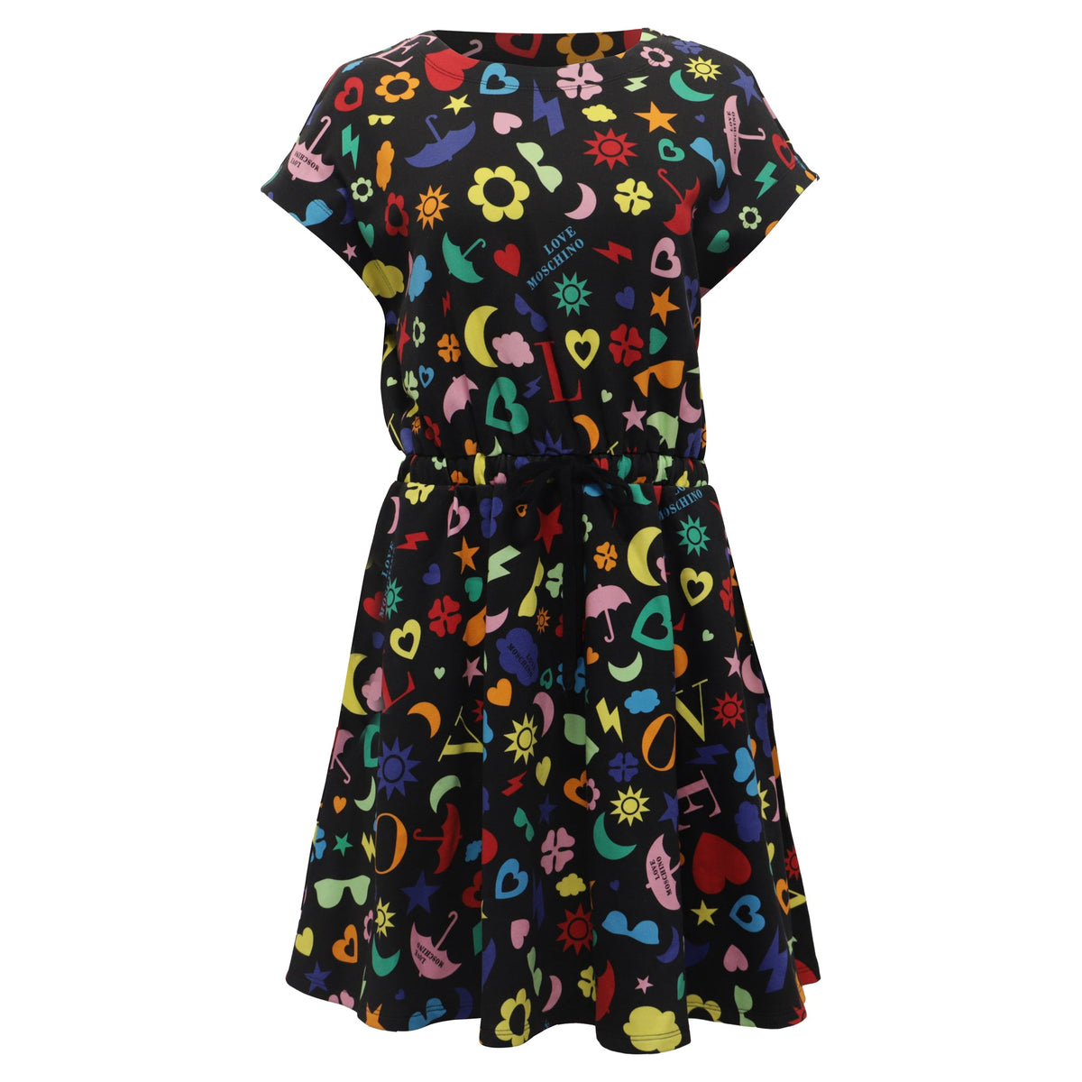 Vestido de algodón corto con estampado multicolor