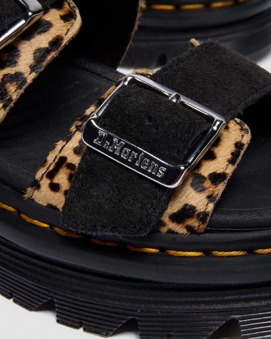 Sandalias de cuero con estampado animal