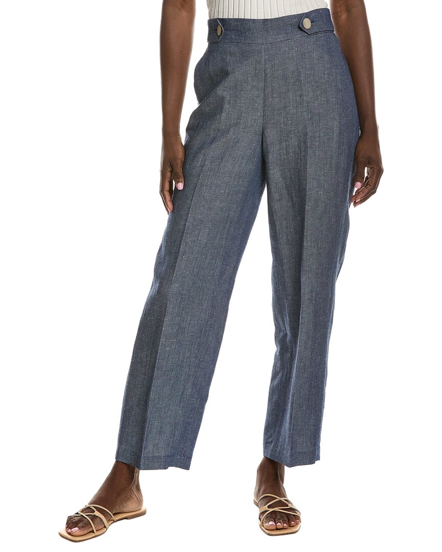 Pantalón de mezcla de lino de pierna ancha de tiro alto