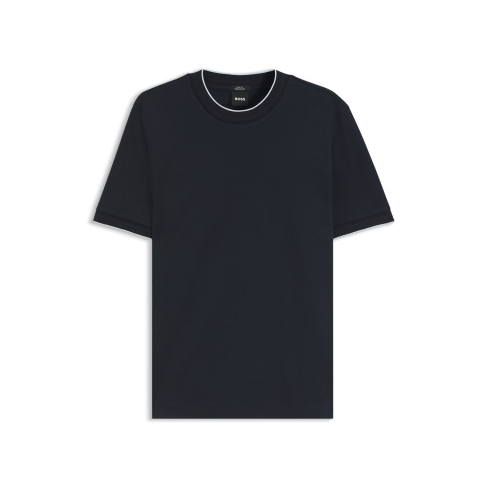 Camiseta de algodón con cuello redondo de corte ajustado