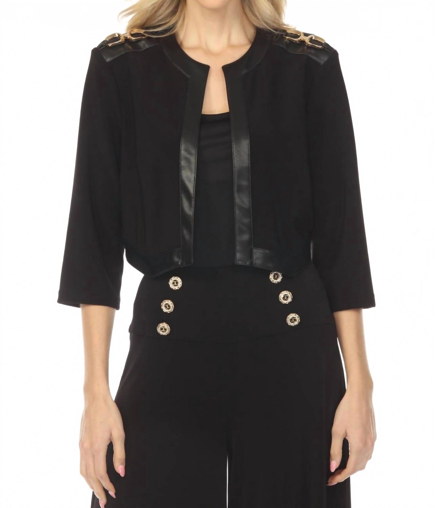 Chaqueta de efecto cuero color negro