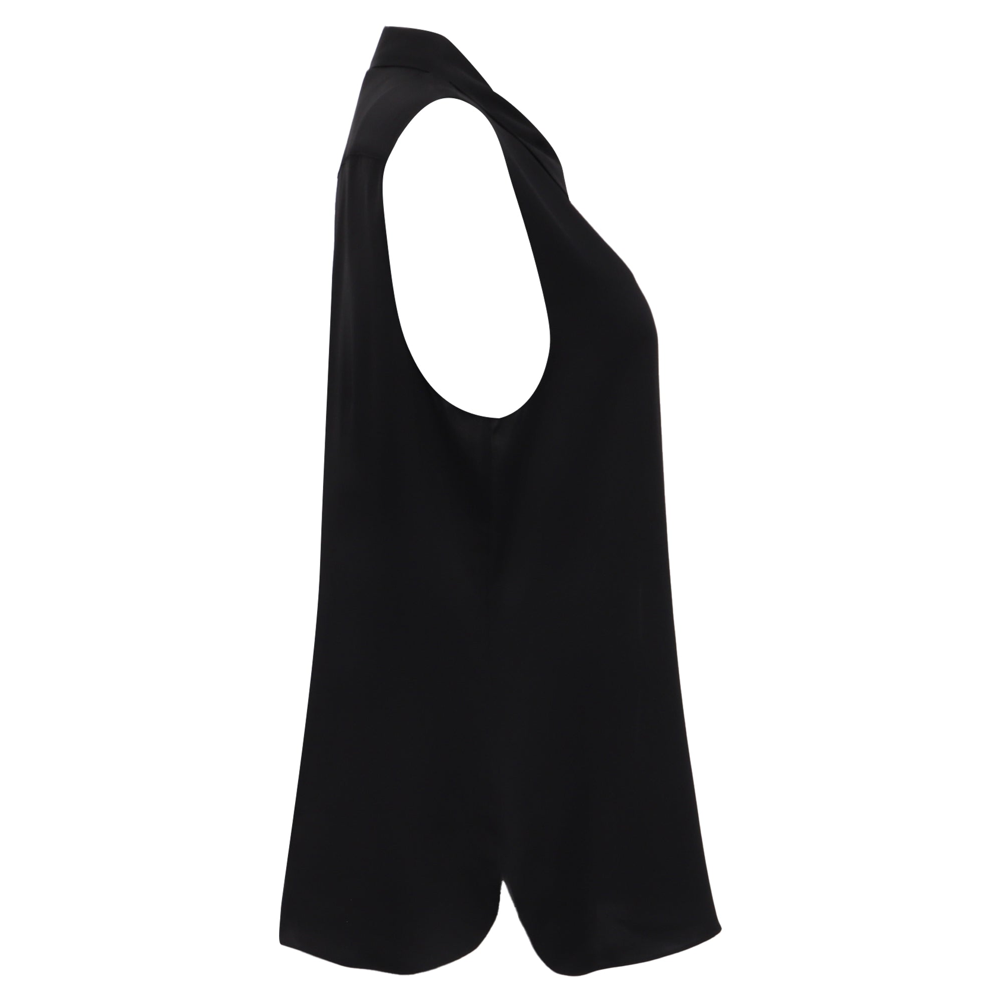 Blusa de seda de manga corta color negro