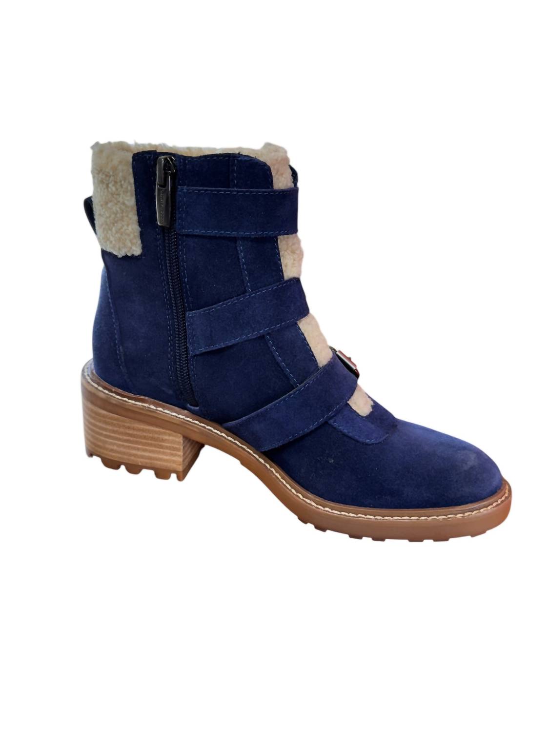 Botas de mujer de cuero color azul marino