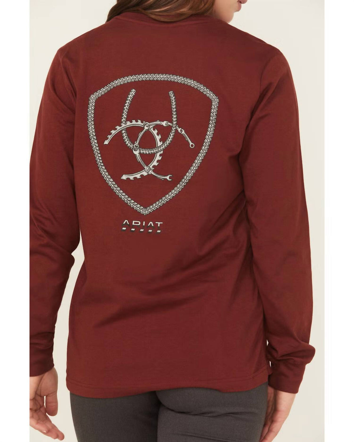 Camiseta de algodón de manga larga con estampado color café