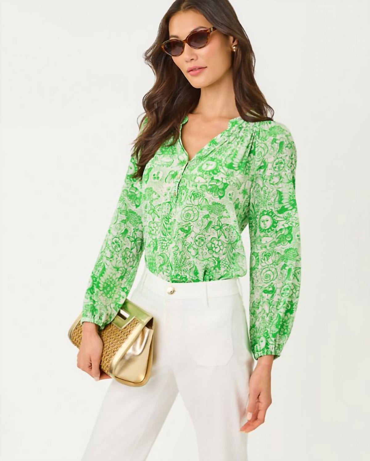 Top de seda color verde
