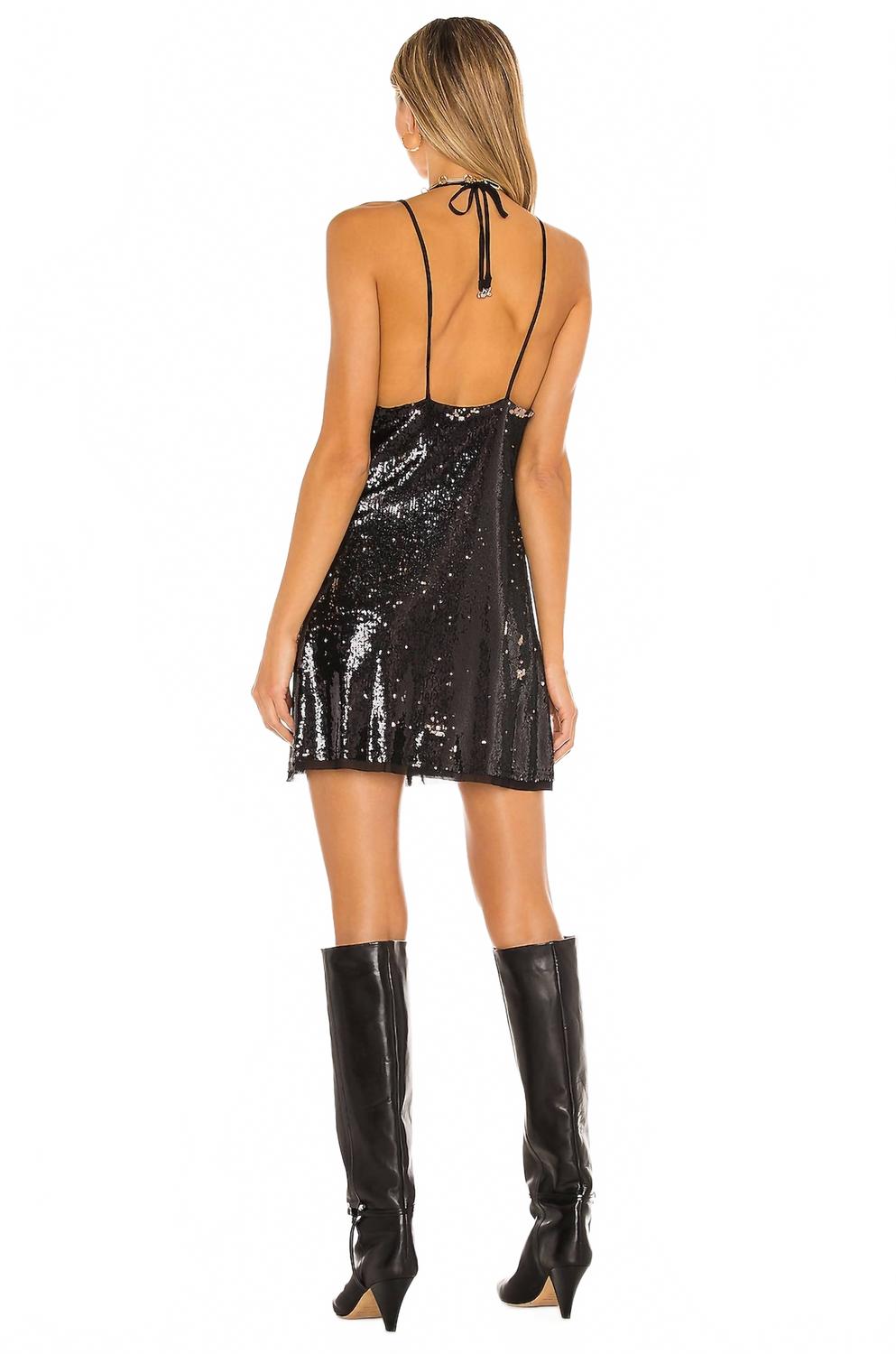 Vestido corto con lentejuelas color negro