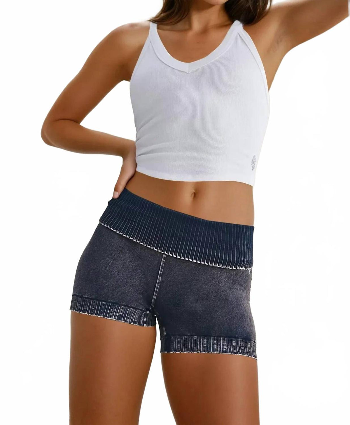 Camiseta sin mangas con cuello en V color blanco
