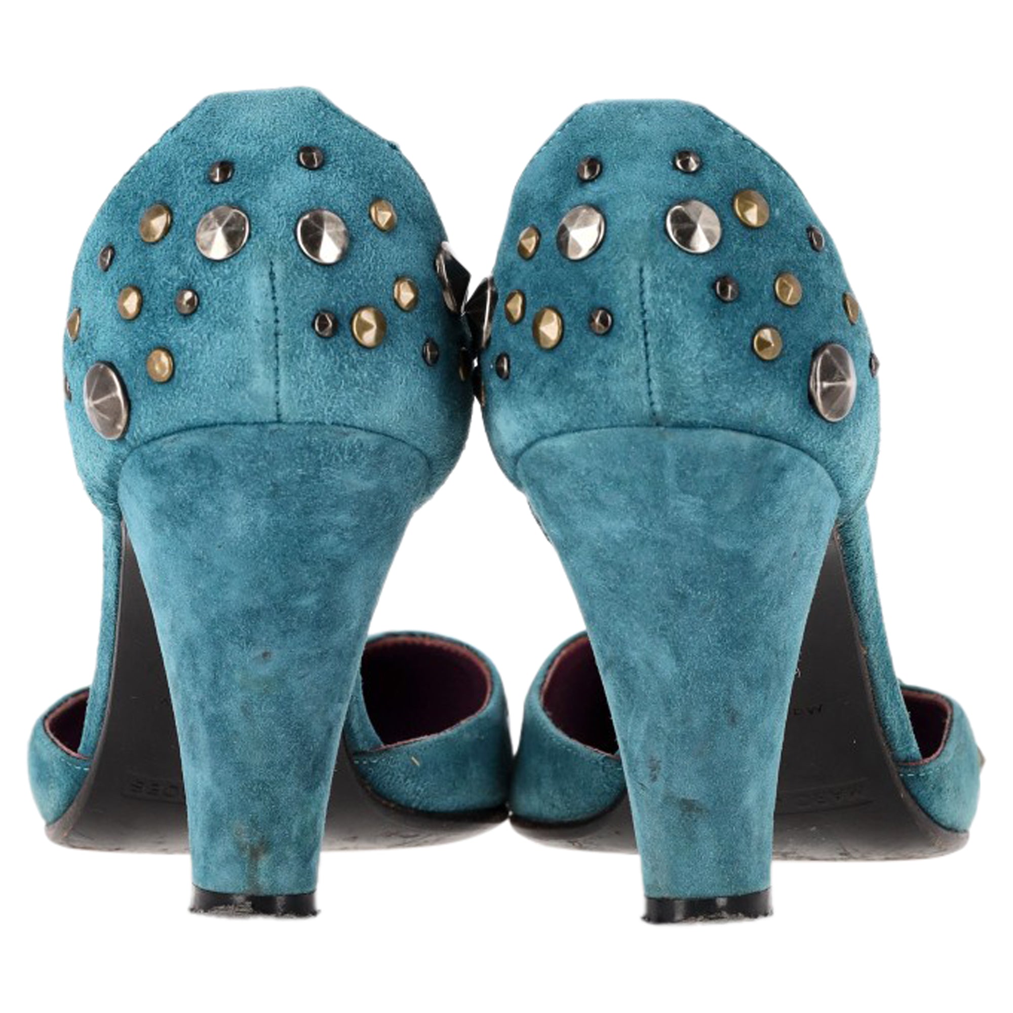 Tacones de gamuza color turquesa