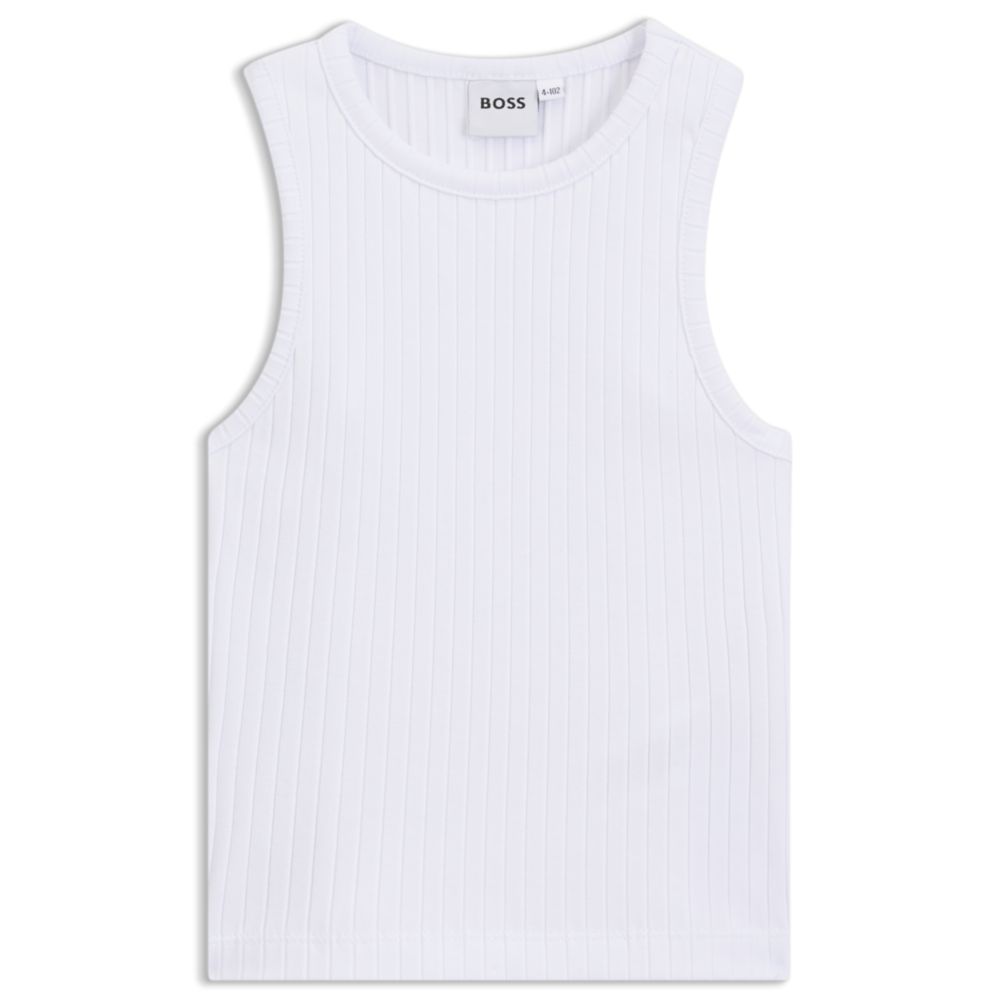 Camiseta sin mangas infantil de algodón con tejido acanalado