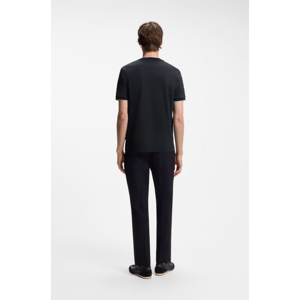 Camiseta de algodón con cuello redondo de corte ajustado