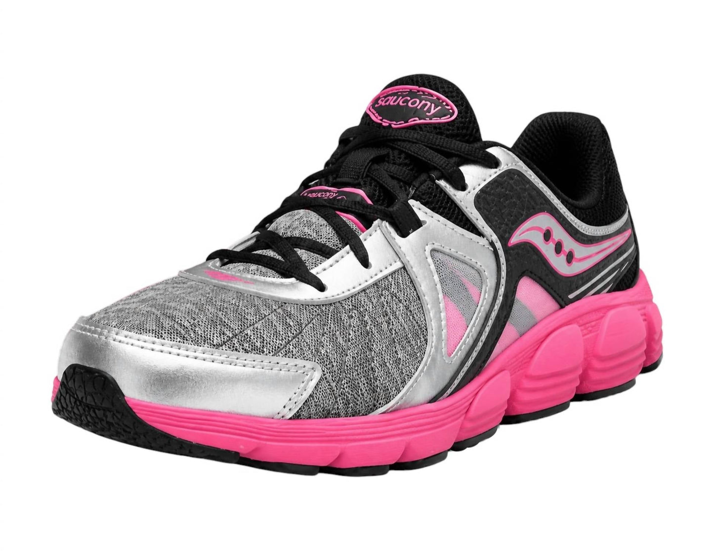 Tenis infantil color negro y rosado y plateado
