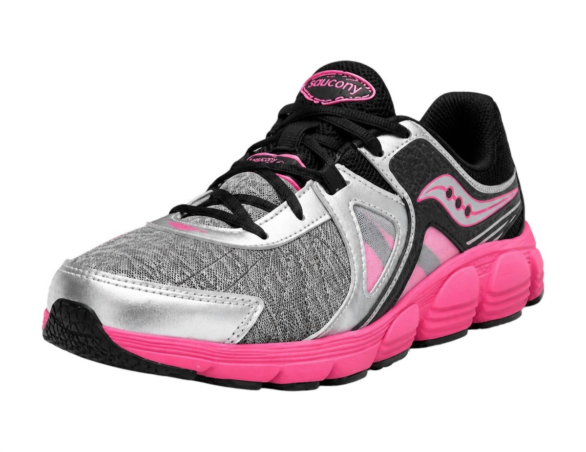 Tenis infantil color negro y rosado y plateado