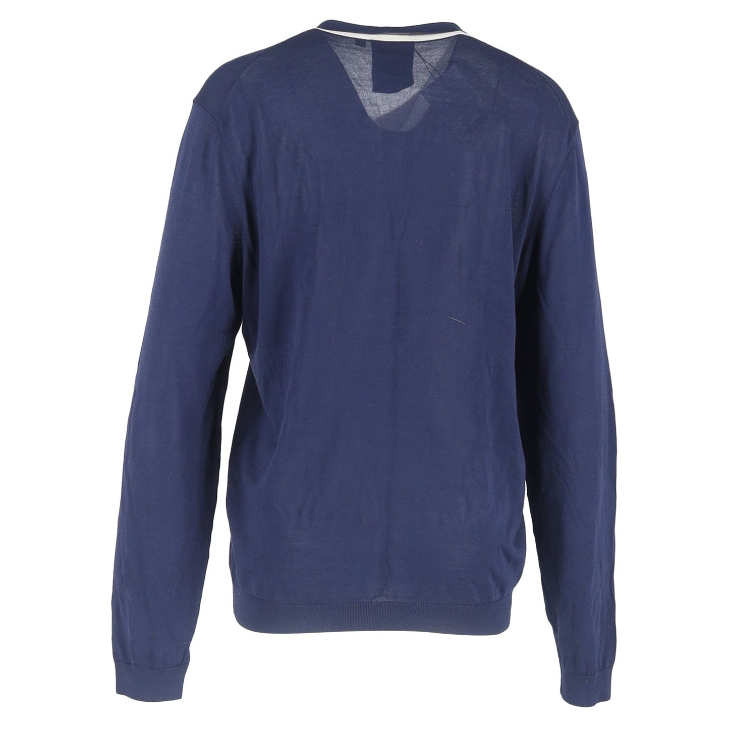 Suéter de algodón con cuello en V color azul marino