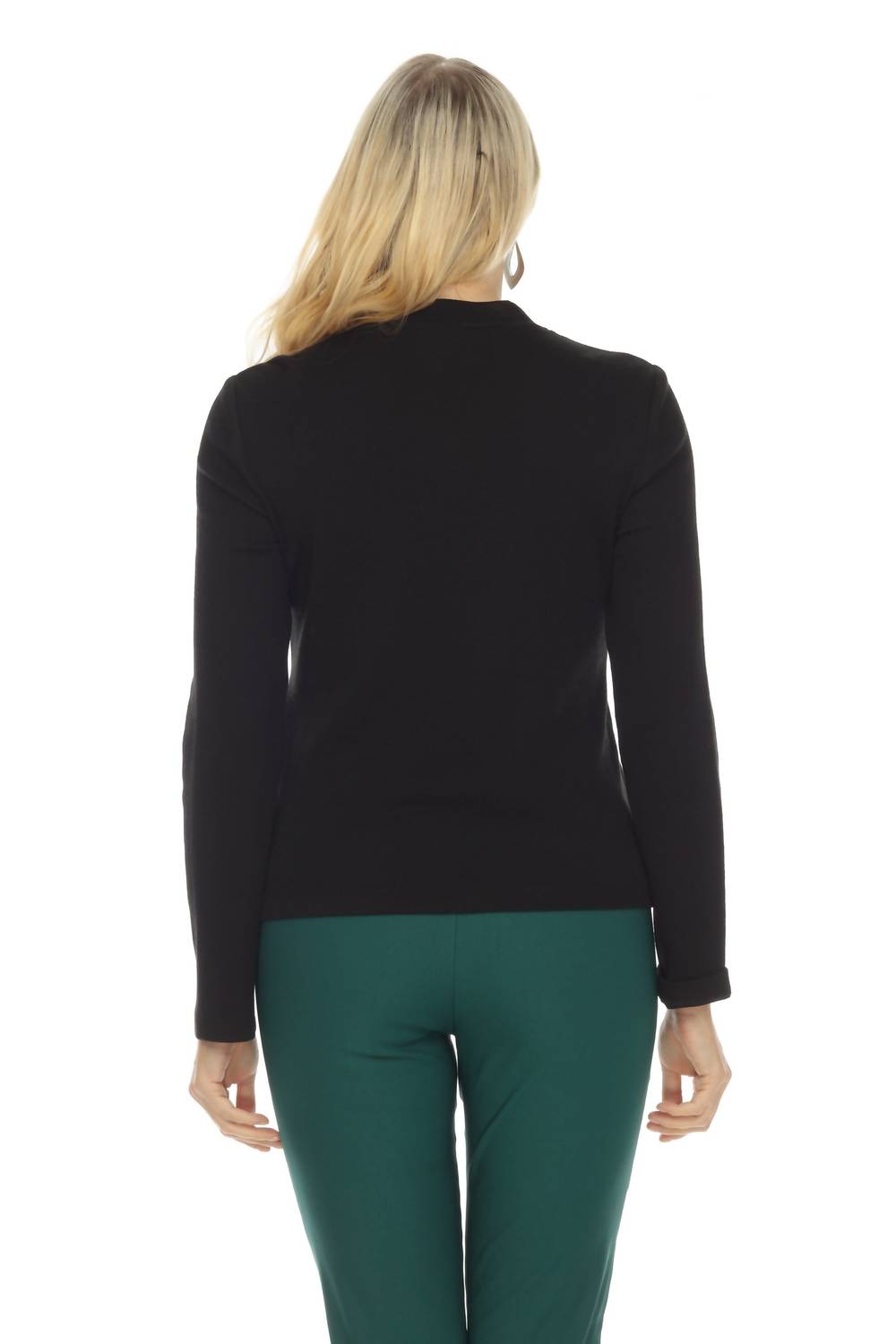 Chaqueta de efecto cuero de manga larga color negro