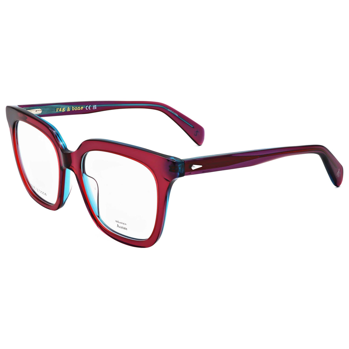 Montura para gafas de mujer 54 mm color azul y rojo