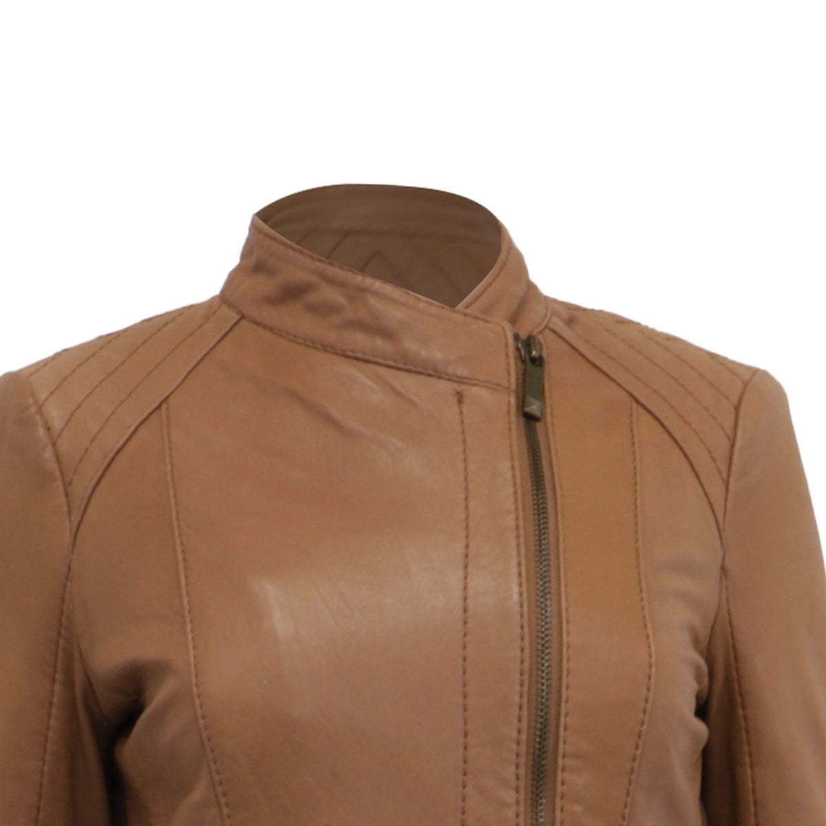 Chaqueta de cuero color café