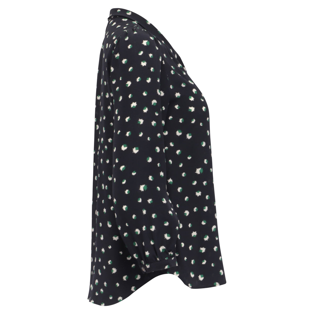 Blusa de seda con estampado color azul marino