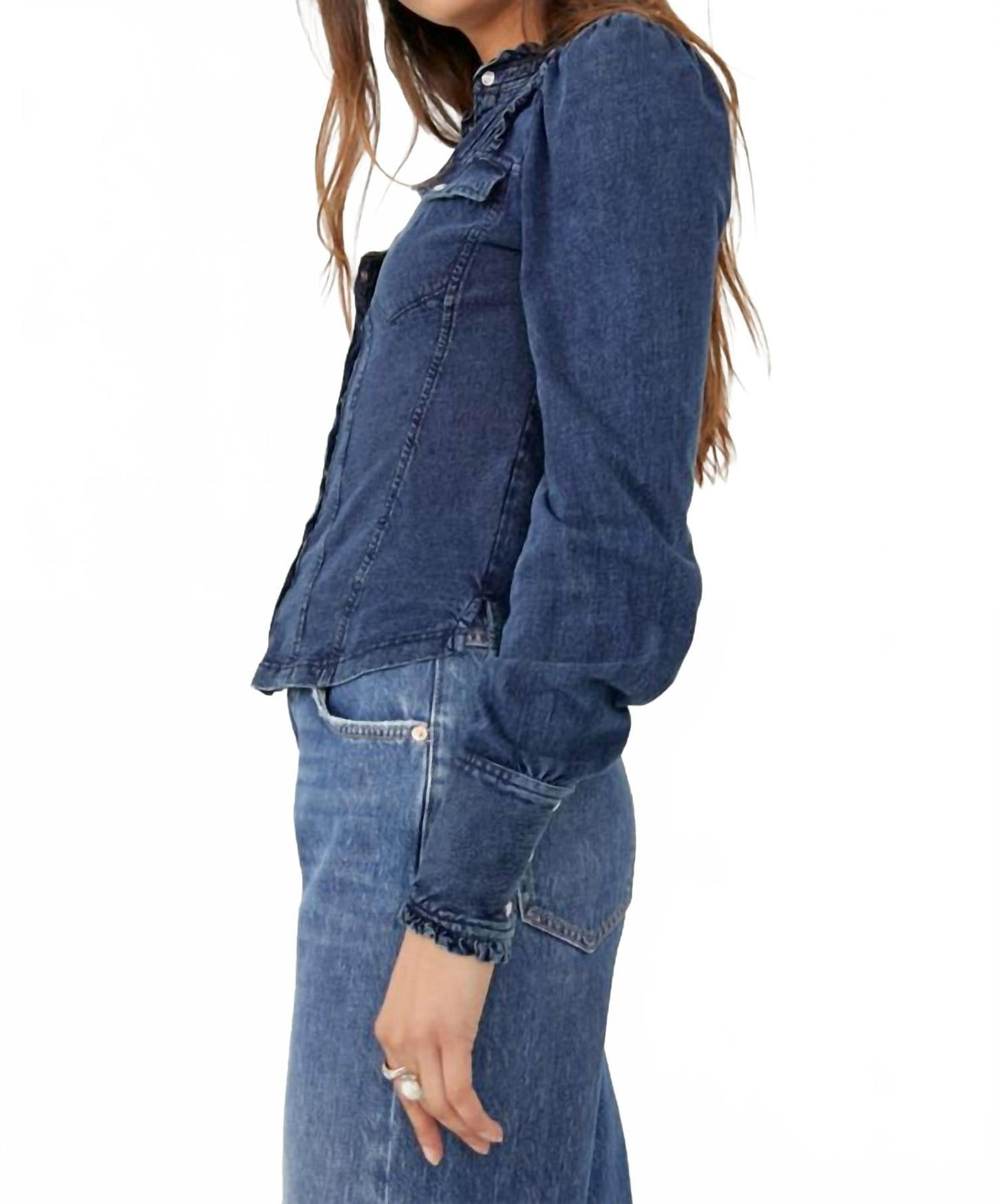 Blusa de manga larga color azul marino