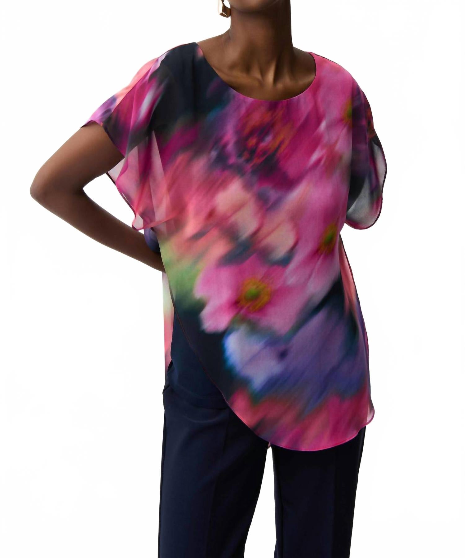 Top de gasa con estampado floral color azul