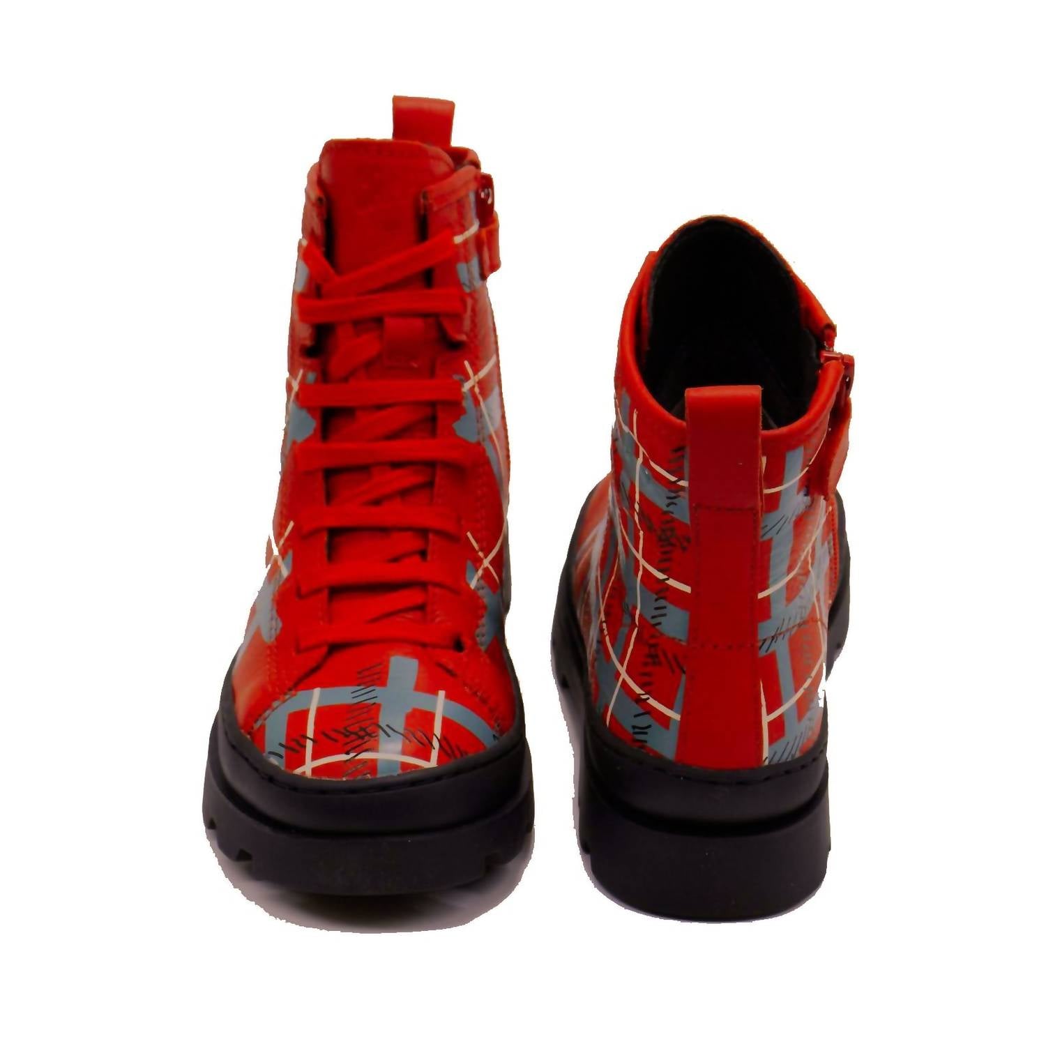 Botas para niña de cuero color rojo