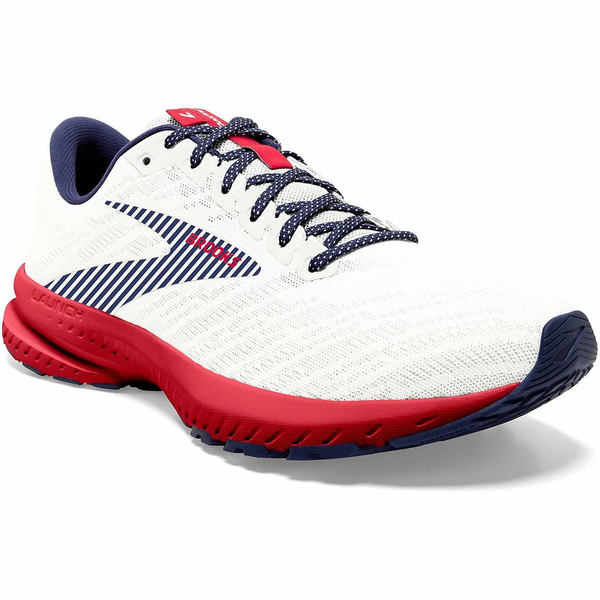 Tenis para correr de mujer color blanco y azul y rojo