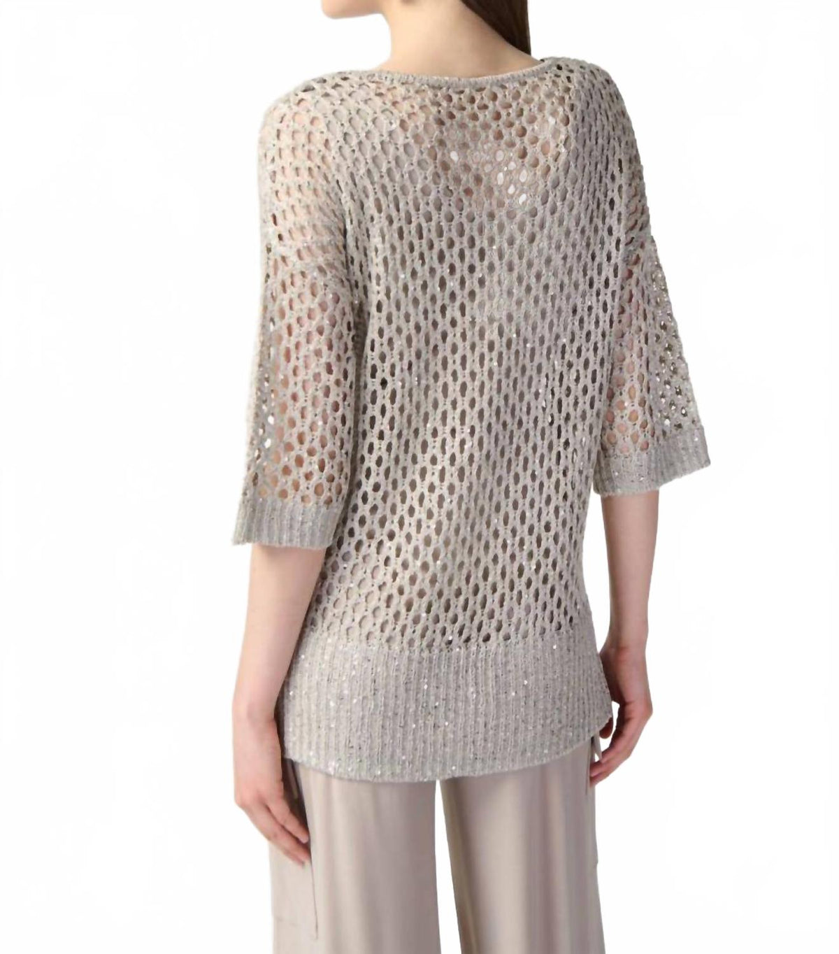 Top con cuello en V con lentejuelas