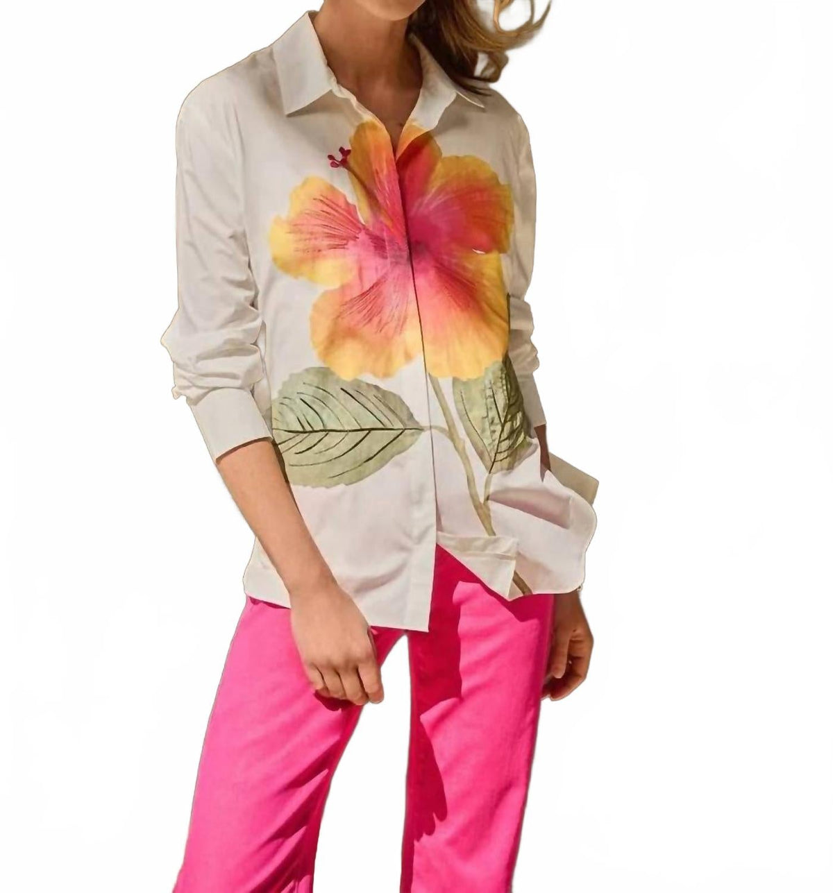 Camisa de algodón con bordado color blanco